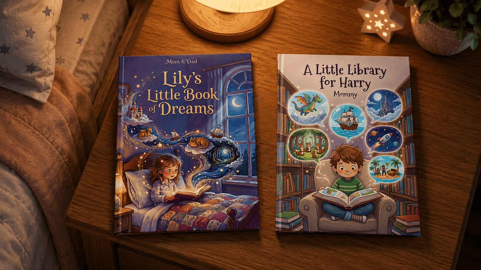 Two personalized bedtime story collections