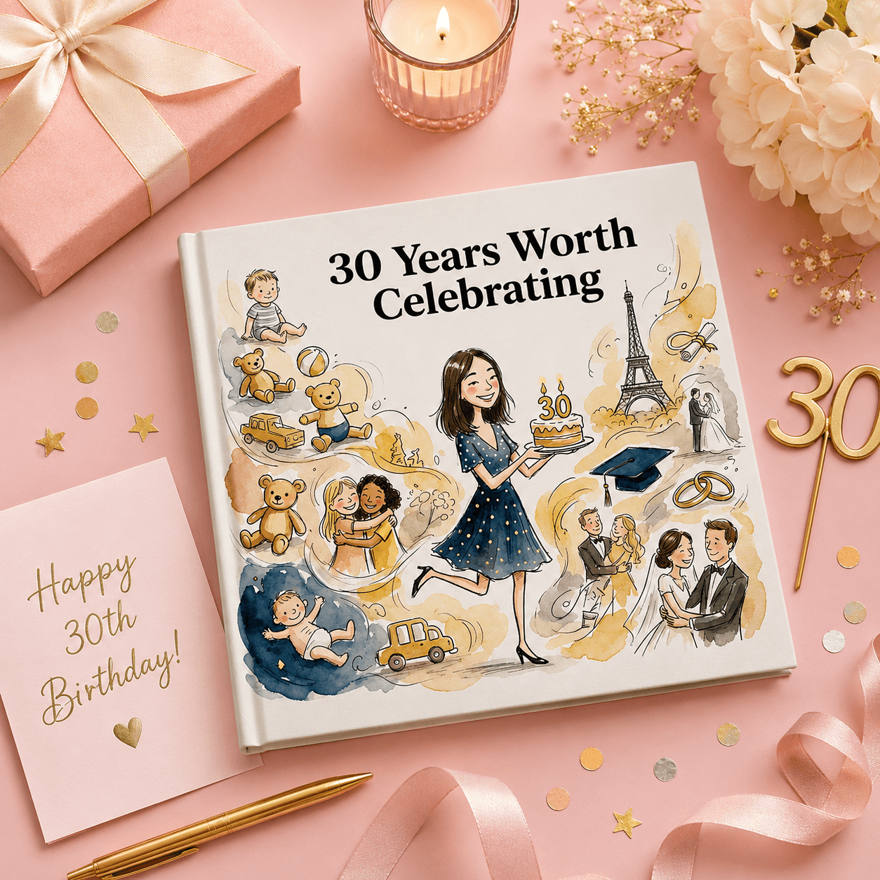 Personalized birthday storybook displayed as a premium hardcover gift