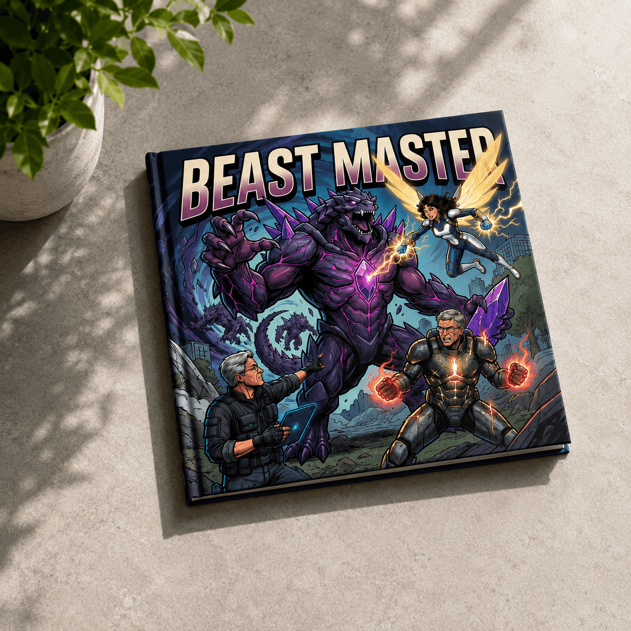 Personalized comic book displayed as a premium hardcover gift
