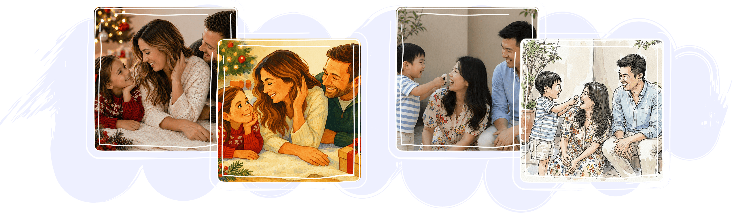 Family photo transformed into a story illustration