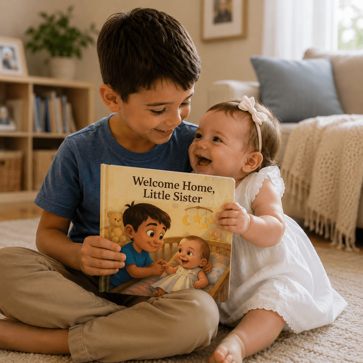 Personalized new baby keepsake book with family photos