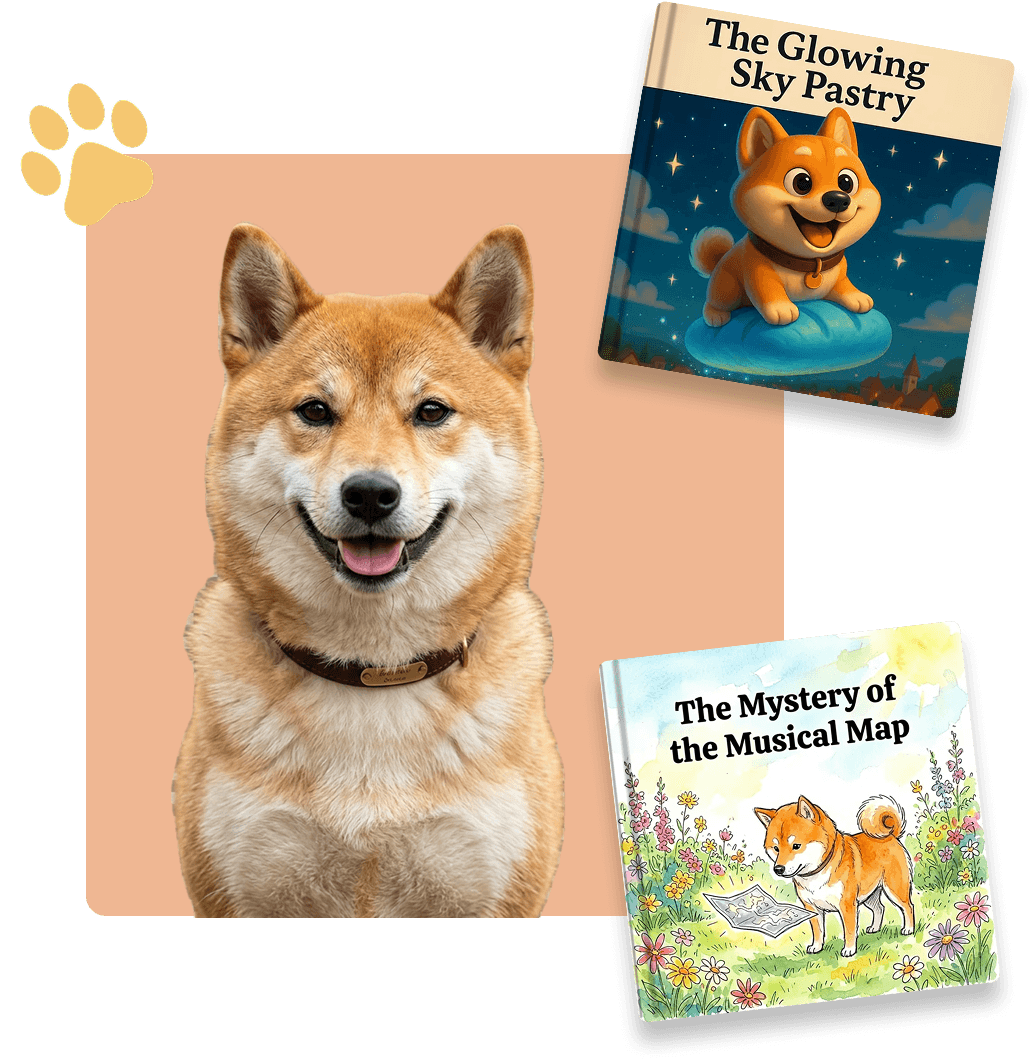 A dog featured on a storybook hero image.