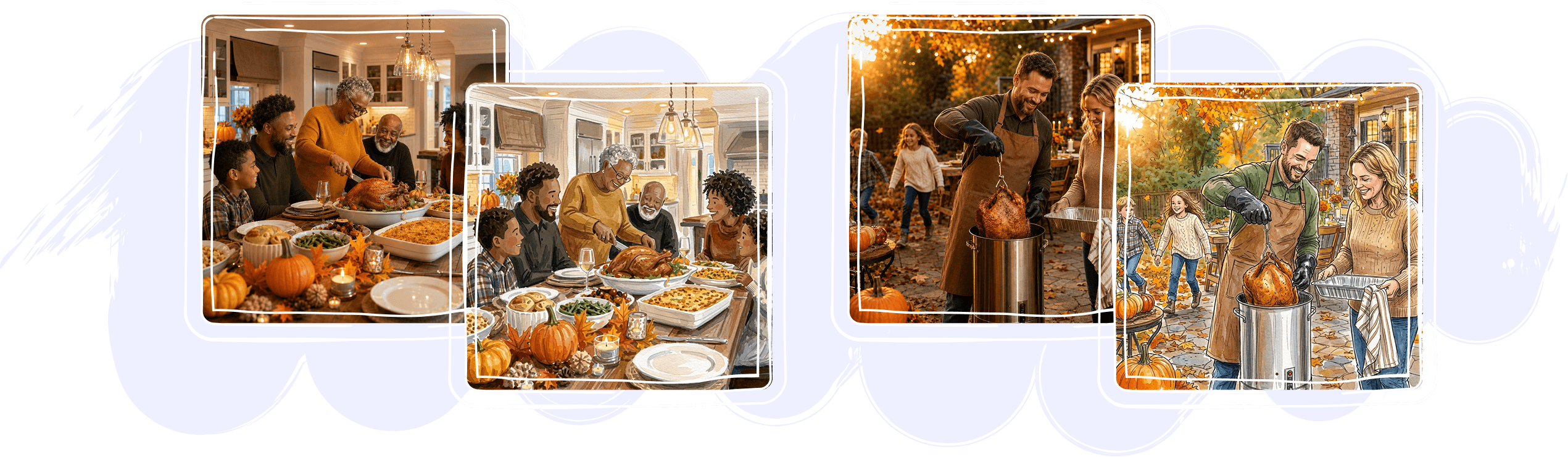 Thanksgiving memories transformed into warm family illustrations