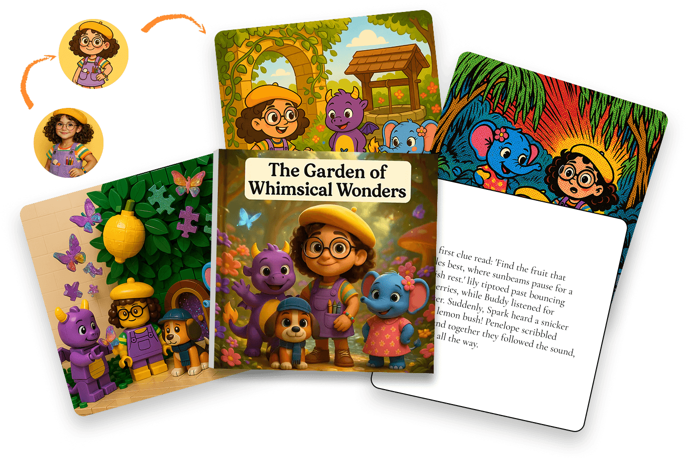 Example illustrated storybook spread and cover