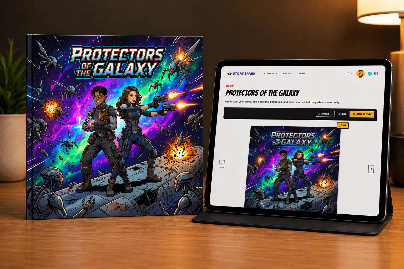 Personalized comic book hero artwork