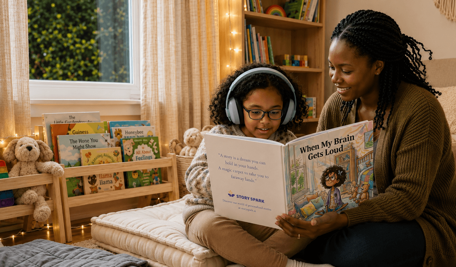 Parent and child reading together